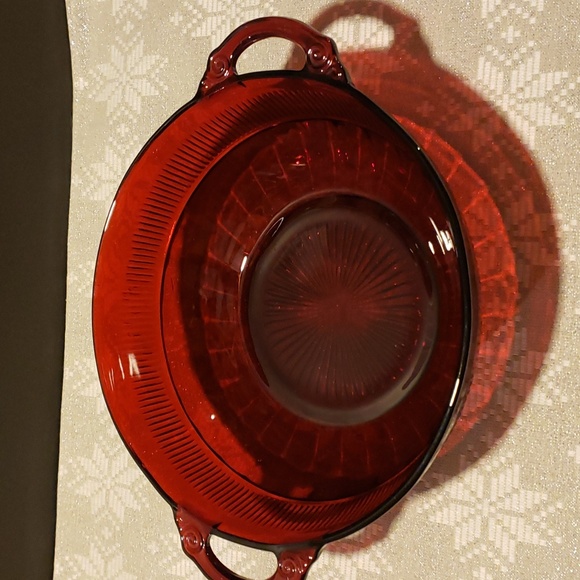 Anchor Hocking Coronation Ruby Red Depression Glass Serving Bowl - Picture 6 of 13